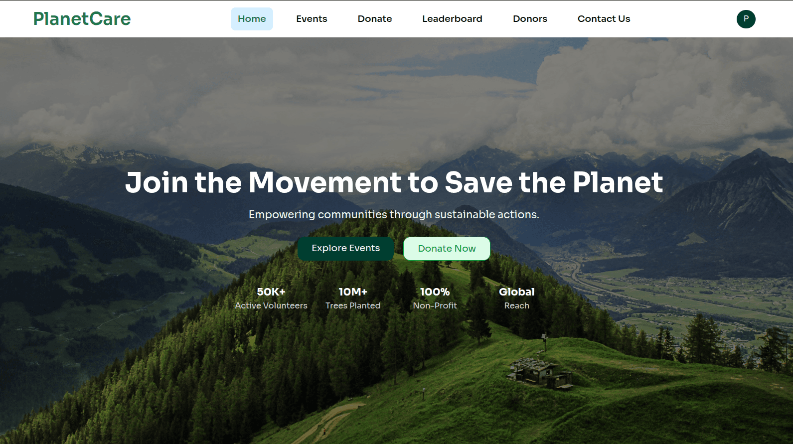 Screenshot of PlanetCare